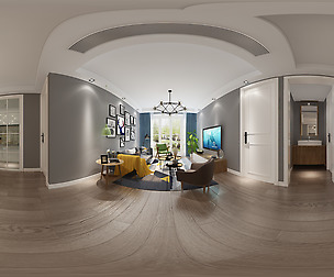 Panorama Nordic style living room dining room 10