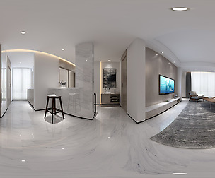 Panorama Nordic style living room dining room 11