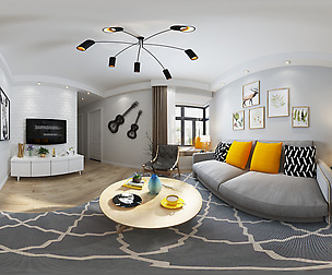 Panorama Nordic style living room dining room 21
