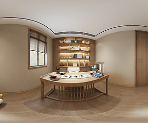 Panorama Antique Chinese Style Study Room 01
