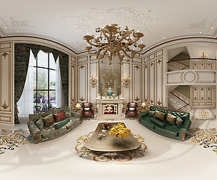 Deluxe European Family Living Room Restaurant 05
