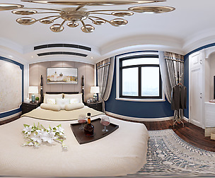 Panoramic American Style Family Bedroom Space 01