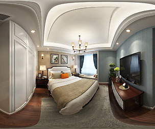 Panoramic American Style Family Bedroom Space 02