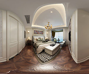 Panoramic American Style Family Bedroom Space 04