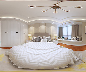 Panoramic American Style Family Bedroom Space 07