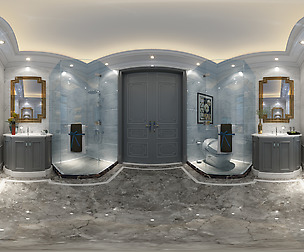 Panoramicrican style bathroom toilet space 01