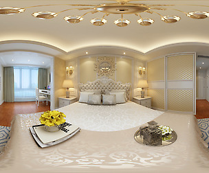 Panoramic European Style Family Bedroom Space 03