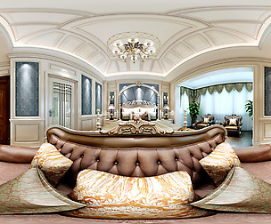 Panoramic European Style Family Bedroom Space 04