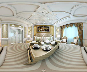 Panoramic European Style Family Bedroom Space 05