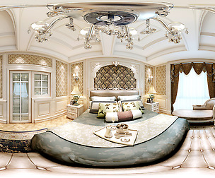 Panoramic European Style Family Bedroom Space 06