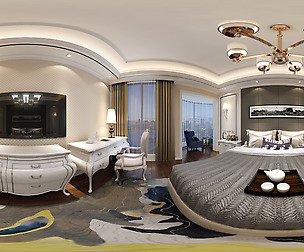 Panoramic European Style Family Bedroom Space 07