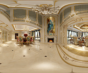oramic European style living room dining room 16