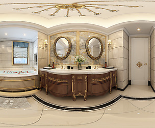 Panorama European style bathroom toilet space 01