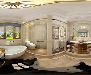 Panorama European style bathroom toilet space 02