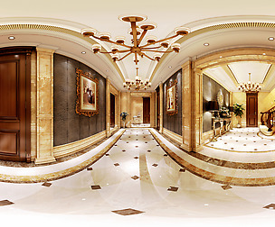 Panorama European Family Corridor Stairs