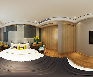 Panoramic Modern Style Family Bedroom Space 01