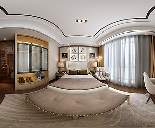 Panoramic Modern Style Family Bedroom Space 10