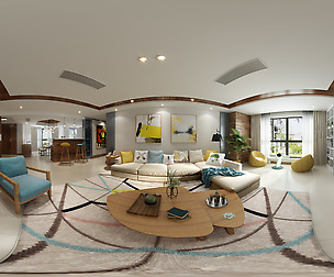 Panoramic modern style living room dining room 47