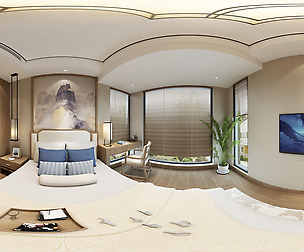 Panorama Chinese Style Family Bedroom Space 01