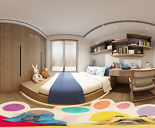 Panorama Chinese style home bedroom space 02