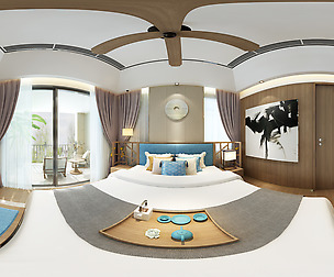 Panorama Chinese style home bedroom space 03