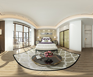 Panorama Chinese style family bedroom space 05