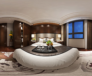 Panorama Chinese style family bedroom space 10