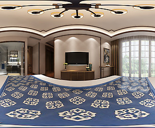 Panorama Chinese style family bedroom space 11