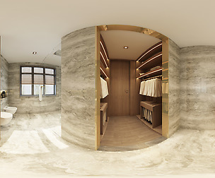 Panorama Chinese style bathroom toilet space 01