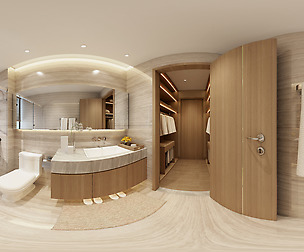 Panorama Chinese style bathroom toilet space 02