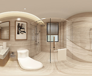 Panorama Chinese style bathroom toilet space 03