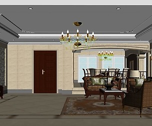 fashionable European living room dining room 513