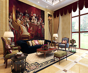 Luxury Retro European Living Room 1736