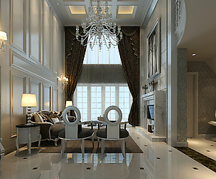 Luxurious and concise duplex living room 1814