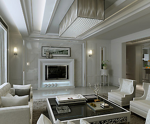 Luxurious and concise European living room 1813