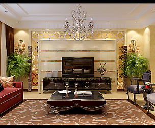 Luxurious and concise European living room 5106