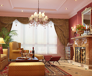 Red design European living room 1722