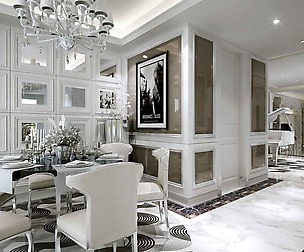 and stylish European living room dining room