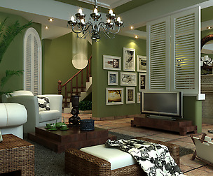 Green style European living room 1719