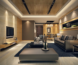Fashionable concise modern living room 1815
