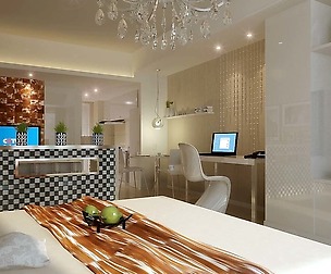modern single apartment restaurant bedroom 1803