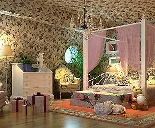 Pastoral Retro Pink Sleeping Bedroom 5110