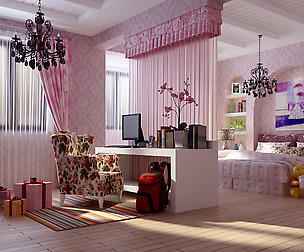 Pastoral Retro Pink Sleeping Bedroom 5113