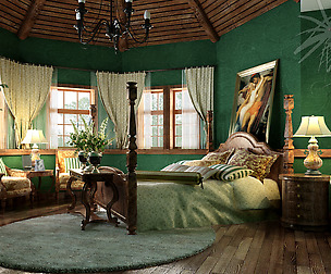 Pastoral Retro Green Bedroom 5111