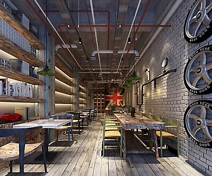 Industrial wind restaurant design 01