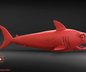 Evil shark with scars