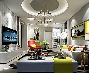 Stylish avant-garde living room design 174