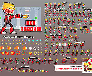 Red Robokid Game Sprites