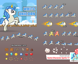 White Unicorn Game Sprites
