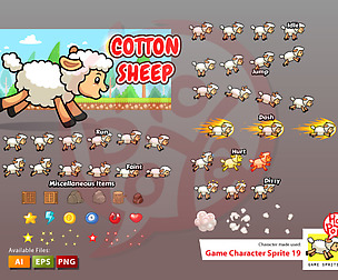 Cotton Sheep Game Sprites